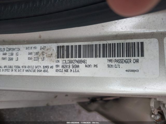 2007 CHRYSLER SEBRING 1C3LC66K27N689461 Photo 8