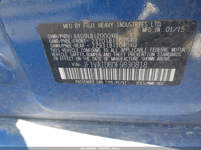 Subaru dib turbo 2015 JF1VA1D60F9830818 Image 9