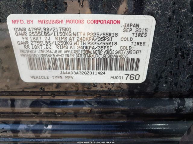 2016 MITSUBISHI OUTLANDER JA4AD3A32GZ011424 Photo 8