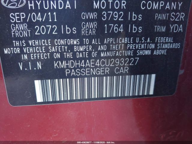 2012 HYUNDAI ELANTRA KMHDH4AE4CU293227 Photo 8