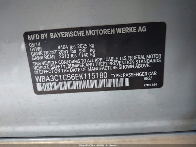 WBA3C1C56EK115180 BMW 328I