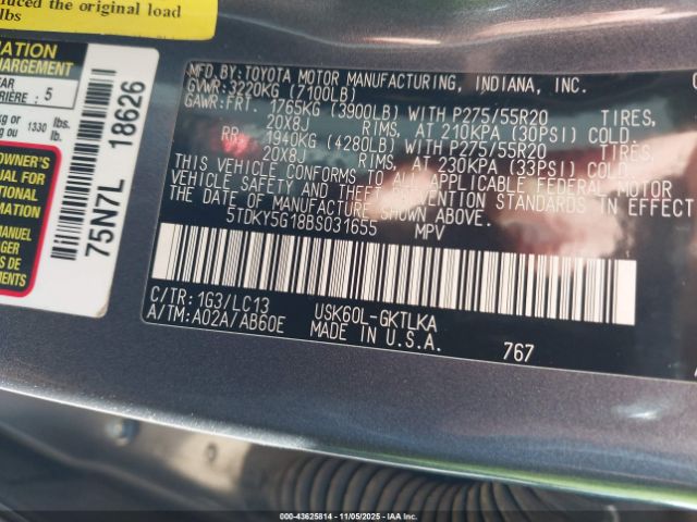 2011 TOYOTA SEQUOIA 5TDKY5G18BS031655 Photo 8