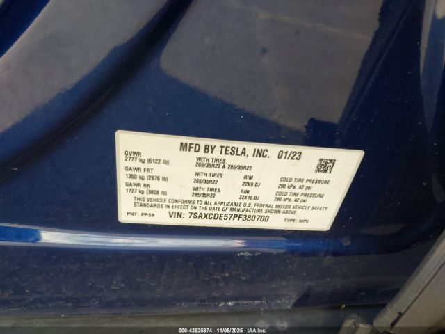 2023 TESLA MODEL X 7SAXCDE57PF380700 Photo 8