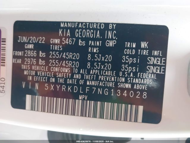 2022 KIA SORENTO 5XYRKDLF7NG134028 Photo 8