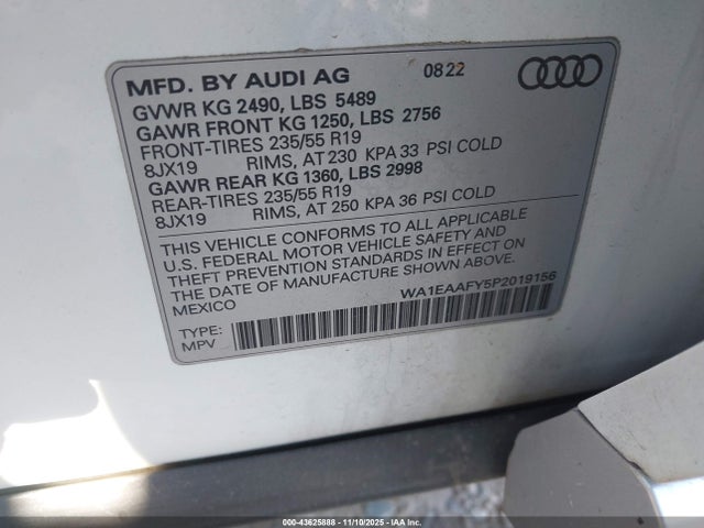 2023 AUDI Q5 WA1EAAFY5P2019156 Photo 8