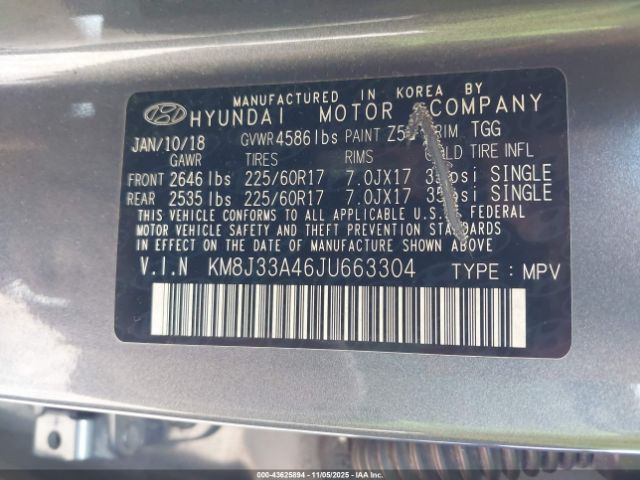 2018 HYUNDAI TUCSON KM8J33A46JU663304 Photo 8