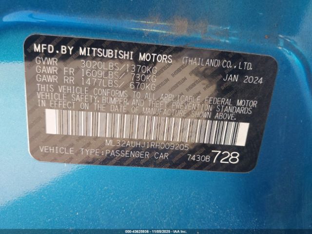 2024 MITSUBISHI MIRAGE ML32AUHJ1RH009205 Photo 8