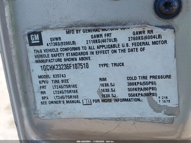 2006 CHEVROLET SILVERADO 2500HD 1GCHK23236F107510 Photo 8