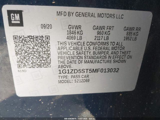 2021 CHEVROLET MALIBU 1G1ZD5ST5MF013032 Photo 8