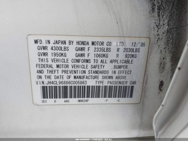2006 ACURA TSX JH4CL96886C005863 Photo 8