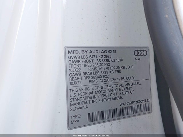 2019 AUDI Q8 WA1CVAF12KD029820 Photo 8