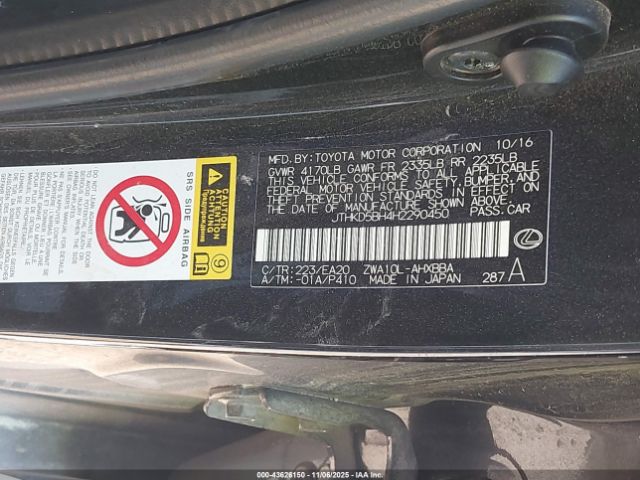 2017 LEXUS CT 200H JTHKD5BH4H2290450 Photo 8