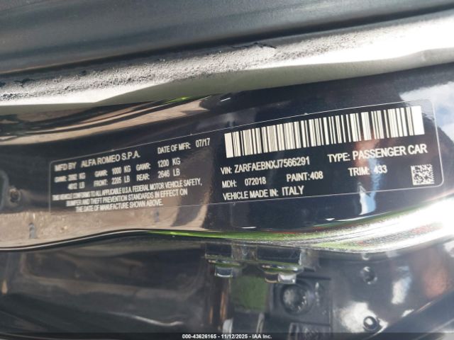 2018 ALFA ROMEO GIULIA ZARFAEBNXJ7566291 Photo 8