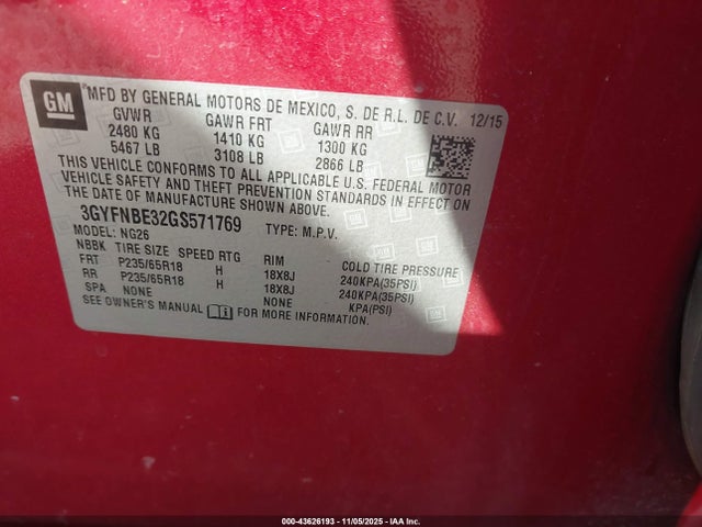 2016 CADILLAC SRX 3GYFNBE32GS571769 Photo 8