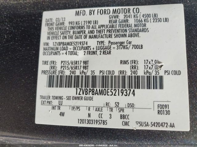 2014 FORD MUSTANG 1ZVBP8AM0E5219374 Photo 8