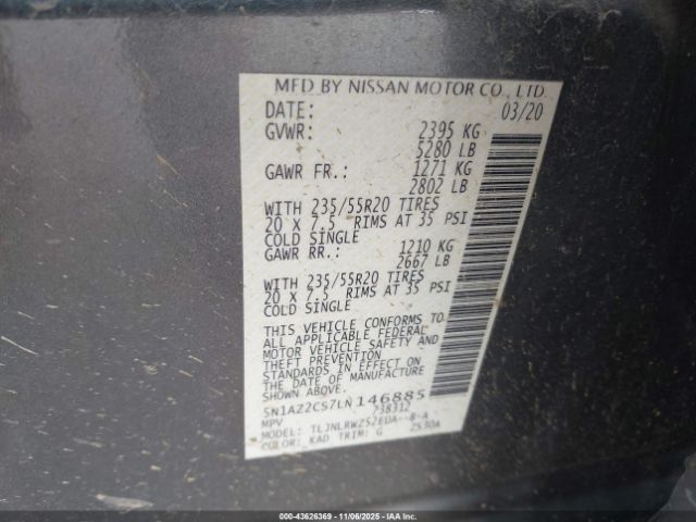 2020 NISSAN MURANO 5N1AZ2CS7LN146885 Photo 8