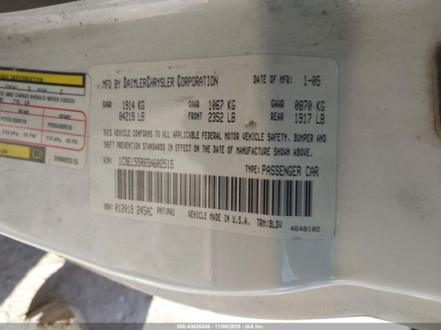 2005 CHRYSLER SEBRING 1C3EL55R65N602515 Photo 8