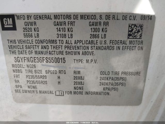 2015 CADILLAC SRX 3GYFNGE36FS550015 Photo 8