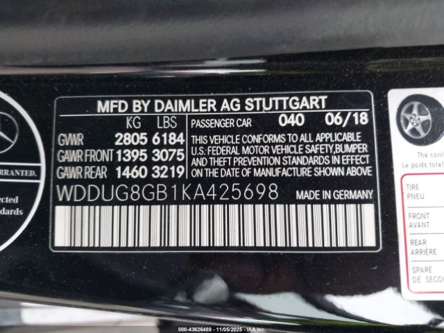 2019 MERCEDES-BENZ S 560 WDDUG8GB1KA425698 Photo 8