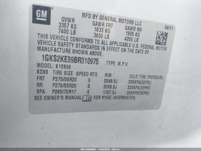 2011 GMC YUKON XL 1500 1GKS2KE39BR310975 Photo 8