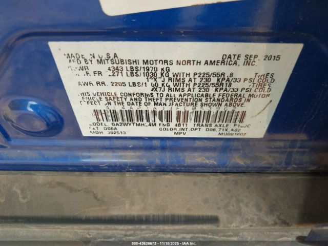 2015 MITSUBISHI OUTLANDER SPORT 4A4AP3AU3FE053962 Photo 8