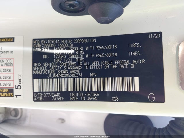 Продаж на аукціоні авто 2021 Lexus Gx 460 Premium, vin: JTJAM7BX0M5280374, номер лоту: 43626799