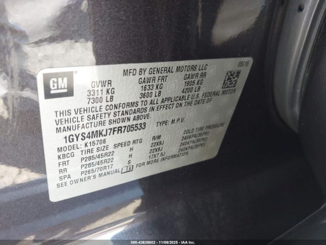 2015 CADILLAC ESCALADE 1GYS4MKJ7FR705533 Photo 8