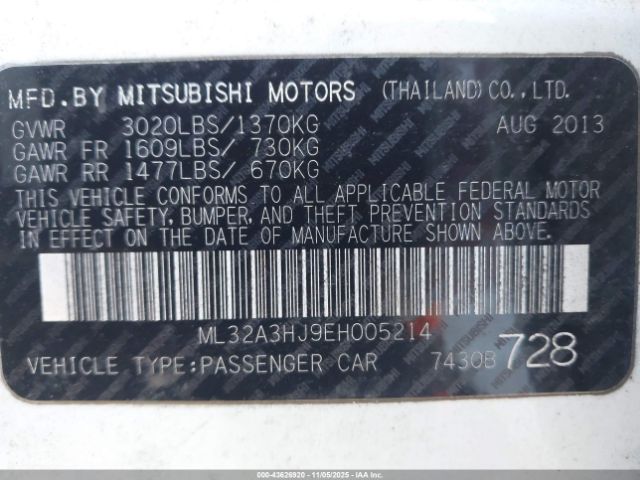 2014 MITSUBISHI MIRAGE ML32A3HJ9EH005214 Photo 8