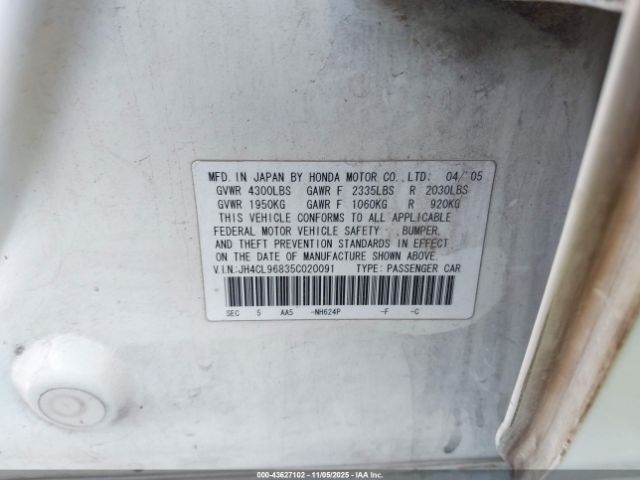 2005 ACURA TSX JH4CL96835C020091 Photo 8