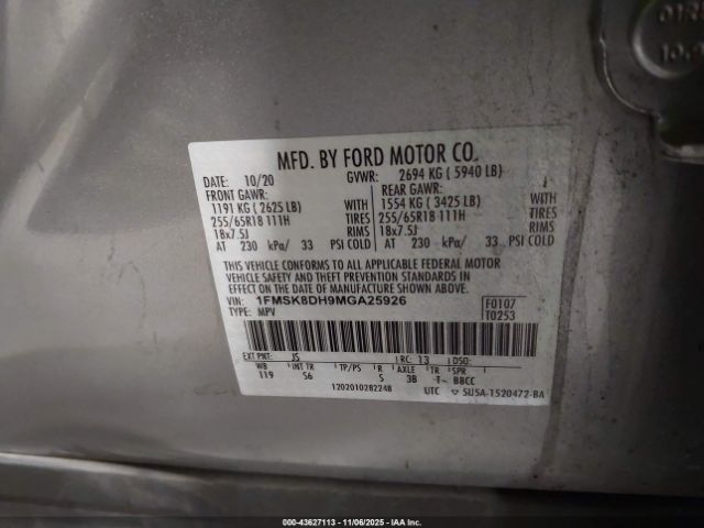 2021 FORD EXPLORER 1FMSK8DH9MGA25926 Photo 8