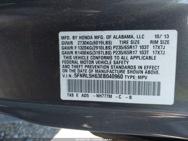 2014 HONDA ODYSSEY 5FNRL5H63EB040960 Photo 8