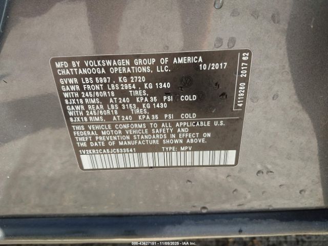 2018 VOLKSWAGEN ATLAS 1V2KR2CA5JC533541 Photo 8