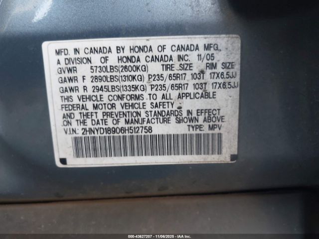 2006 ACURA MDX 2HNYD18906H512758 Photo 8