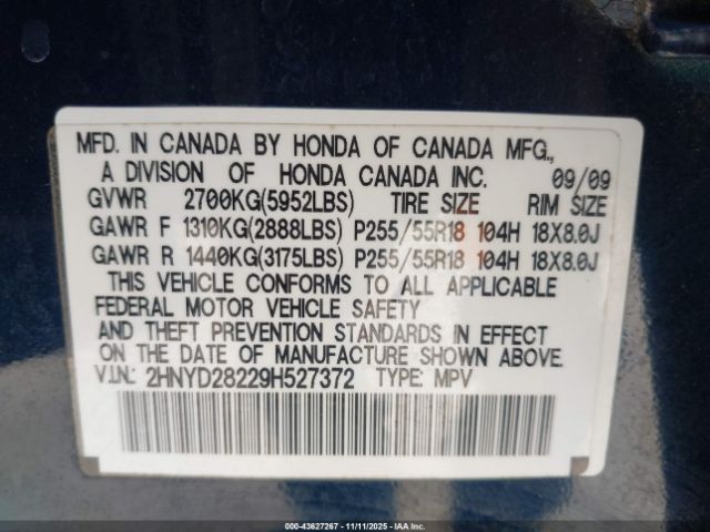2009 ACURA MDX 2HNYD28229H527372 Photo 8