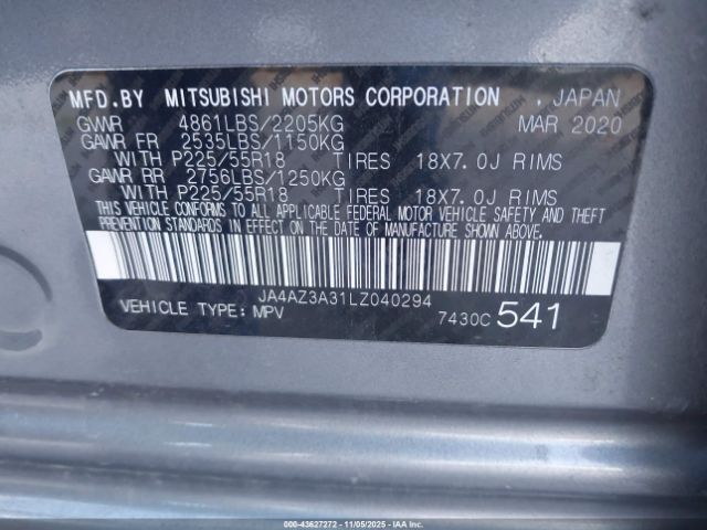 2020 MITSUBISHI OUTLANDER JA4AZ3A31LZ040294 Photo 8
