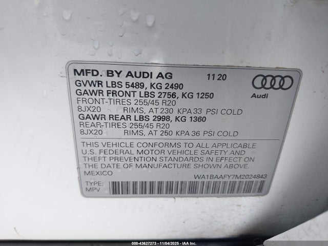 2021 AUDI Q5 WA1BAAFY7M2024843 Photo 8