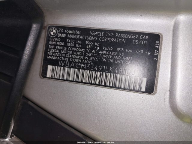 2001 BMW Z3 WBACN33491LK48100 Photo 8