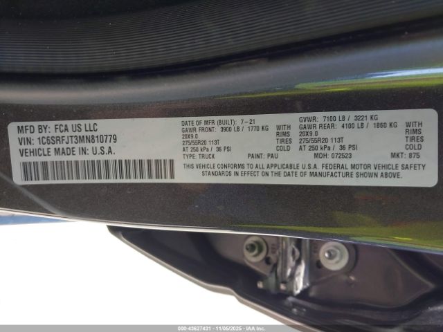 2021 RAM 1500 1C6SRFJT3MN810779 Photo 8