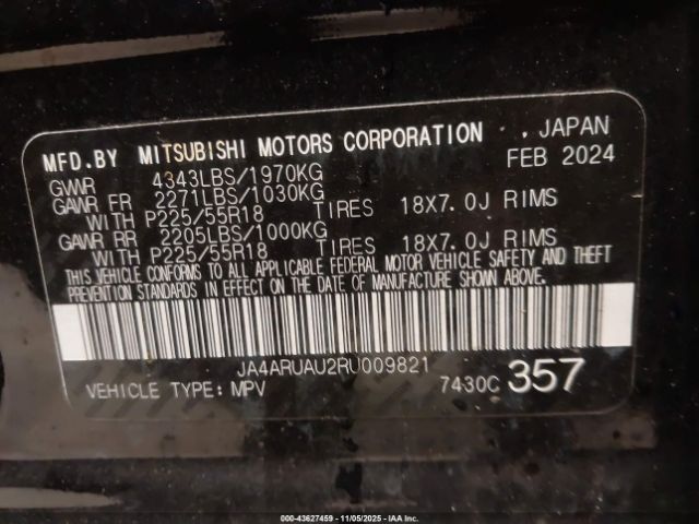 2024 MITSUBISHI OUTLANDER SPORT JA4ARUAU2RU009821 Photo 8