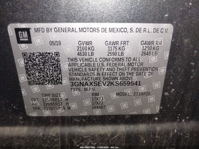 2019 CHEVROLET EQUINOX 3GNAXSEV2KS659541 Photo 8