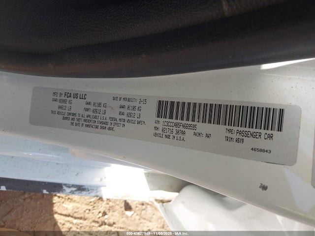 2015 Chrysler 200 Limited მანქანა იყიდება აუქციონზე, vin: 1C3CCCAB5FN669595, აუქციონის ნომერი: 43627549