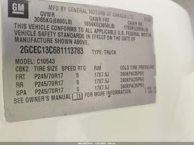 2008 CHEVROLET SILVERADO 1500 2GCEC13C681113783 Photo 8