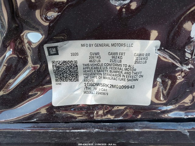 Auction sale of the 2021 Cadillac Ct5 Luxury, vin: 1G6DW5RK2M0109943, lot number: 43627618