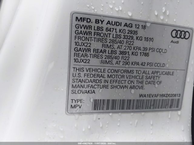 2019 AUDI Q8 WA1EVAF16KD020613 Photo 8