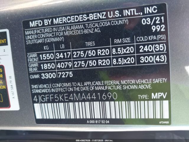 2021 MERCEDES-BENZ GLS 450 4JGFF5KE4MA441690 Photo 8