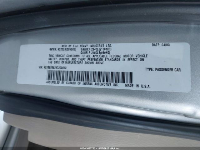 2004 SUBARU OUTBACK 4S3BE896347200013 Photo 8