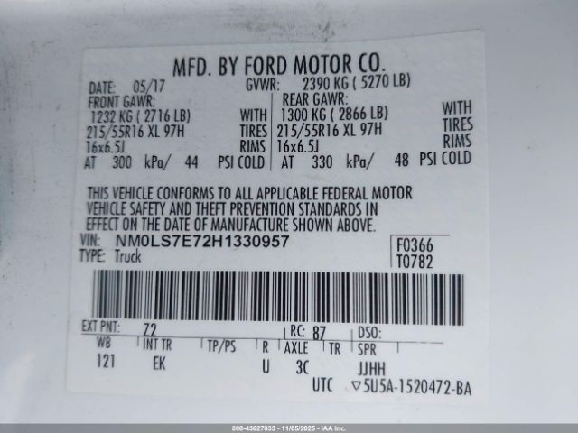 2017 FORD TRANSIT CONNECT NM0LS7E72H1330957 Photo 8