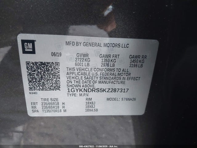2019 CADILLAC XT5 1GYKNDRS5KZ287317 Photo 8