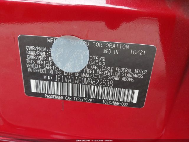 2021 SUBARU WRX JF1VA1A60M9822638 Photo 8