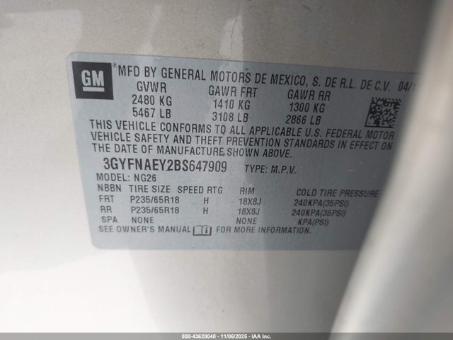 2011 CADILLAC SRX 3GYFNAEY2BS647909 Photo 8
